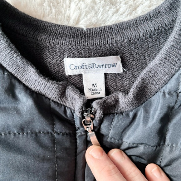 NWOT Croft & Barrow Quilted Knit Zippered Jacket - Black - Size Medium - Picture 6 of 7